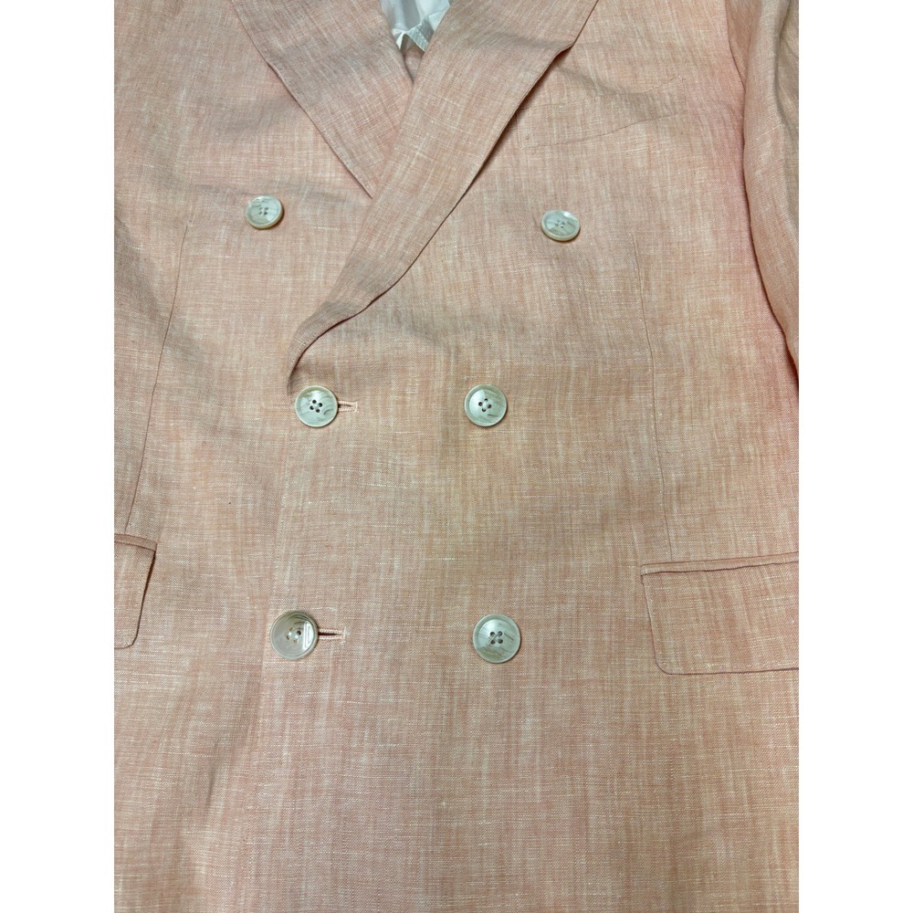 Banana Republic Mens Salmon Pink  Linen Double Breasted Suit 44R Slim Fit 36x25 - Picture 3 of 16